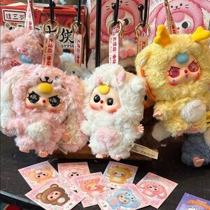 Baby Three Cute Plush Vinyl Animal Keychains